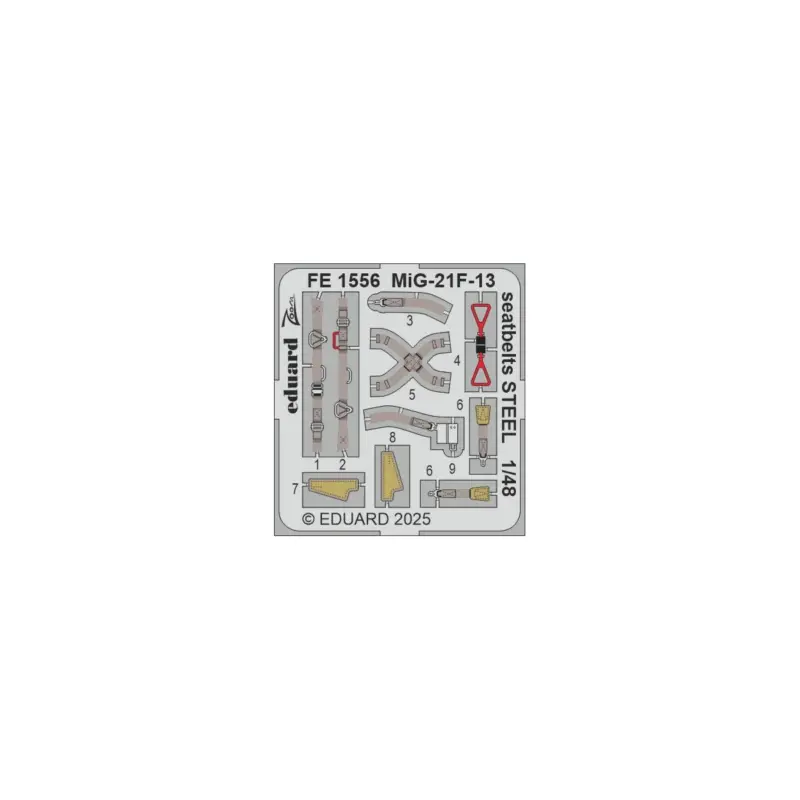 Eduard fe1556 zoom set mig-21f-13 seatbelts steel (for eduard) 1/48 Schaalmodel Laatste Kans