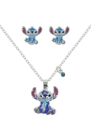 STITCH - Set of 1 Pair of Earrings & Necklace - Plated Brass Veilige Betaling
