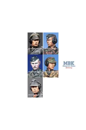 WSS Panzer Crew Head Set 3 Figuren Nieuw
