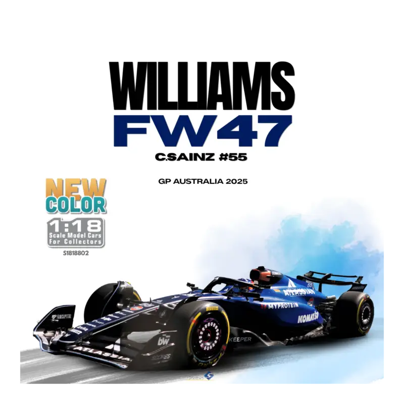 Williams fw47 blue c.sainz 55 gp australia 2025 1/18 Miniatuur Dagaanbieding