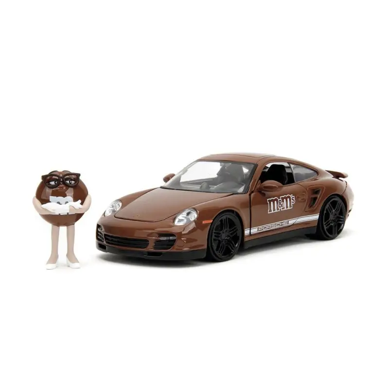 Porsche 911 turbo w/m&m's brown figure brown 2007 1/24 Miniatuur Laatste Kans
