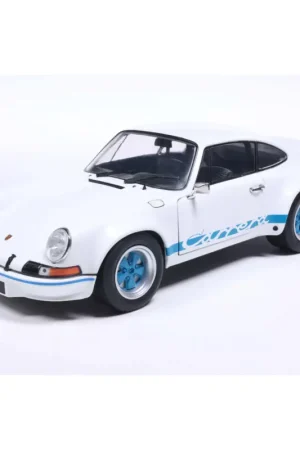 Speciale Aanbieding Porsche 911 rsr white / blue carrera stripes 1973 1/18 Miniatuur