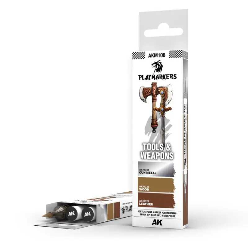 Actieprijs AK INTERACTIVE: Playmarkers SET - TOOLS & WEAPONS (3 ref.) Acrylverf