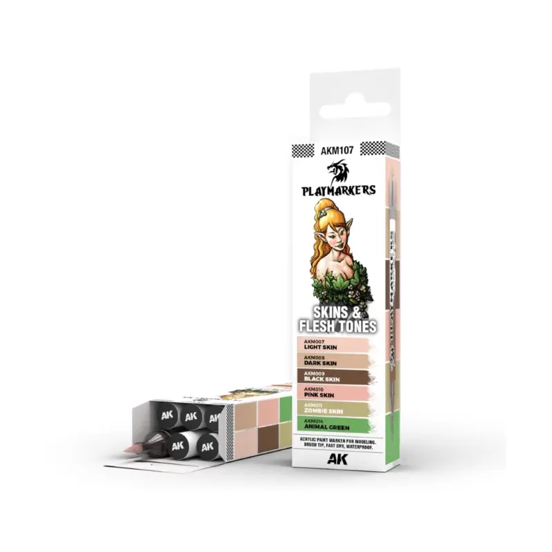 AK INTERACTIVE: Playmarkers SET - SKIN & FLESH TONES (6 ref.) Acrylverf Snelle Levering