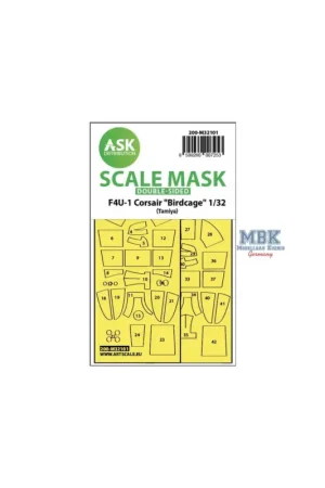 Gratis Retour Decal F4U-1 Corsair Birdcage double-sided expr. fit mask
