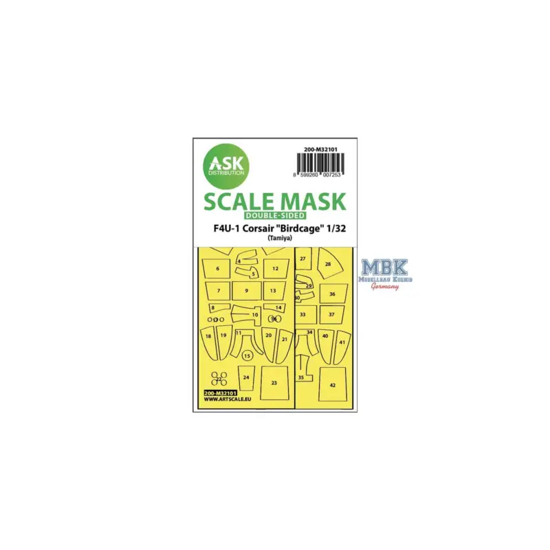 Gratis Retour Decal F4U-1 Corsair Birdcage double-sided expr. fit mask