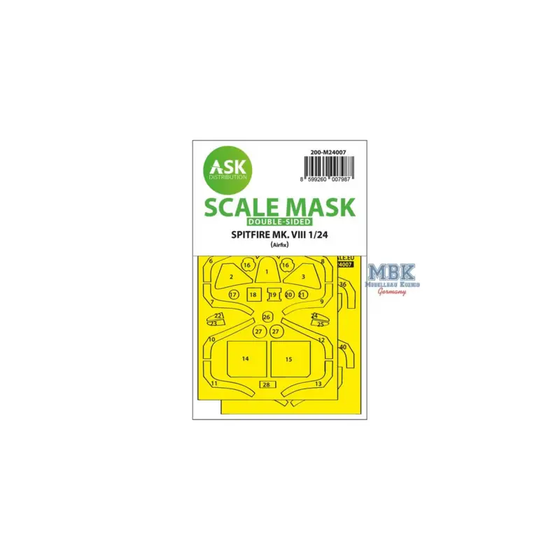 Betrouwbaar Decal Spitfire Mk.VIII double-sided express fit masks