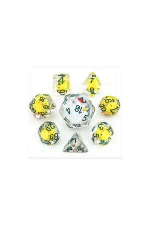 Dagaanbieding Set of 7 resin dice, Insert range - in box - Chicken Family