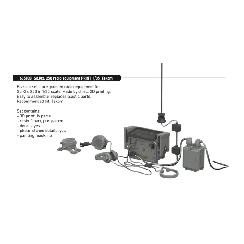 Hete Deal Sd.Kfz. 250 radio equipment PRINT 1/35 (designed to be used with Takom kits)