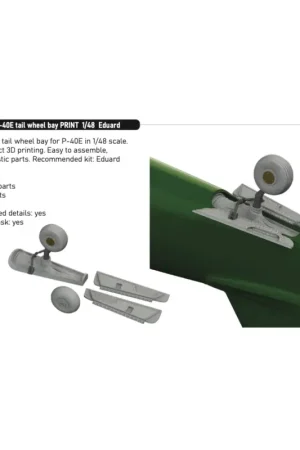 Curtiss P-40E Warhawk tail wheel bay PRINT (designed to be used with Eduard kits) Bestseller