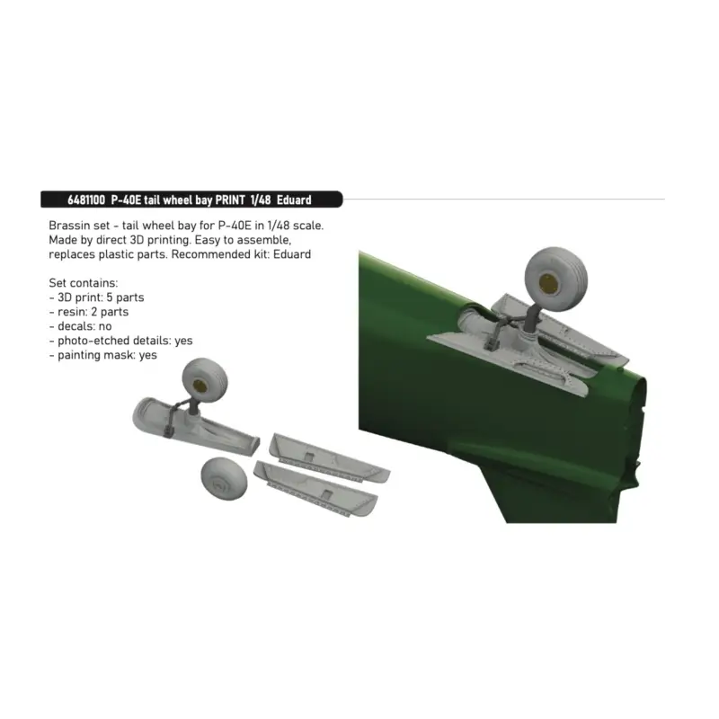 Curtiss P-40E Warhawk tail wheel bay PRINT (designed to be used with Eduard kits) Bestseller