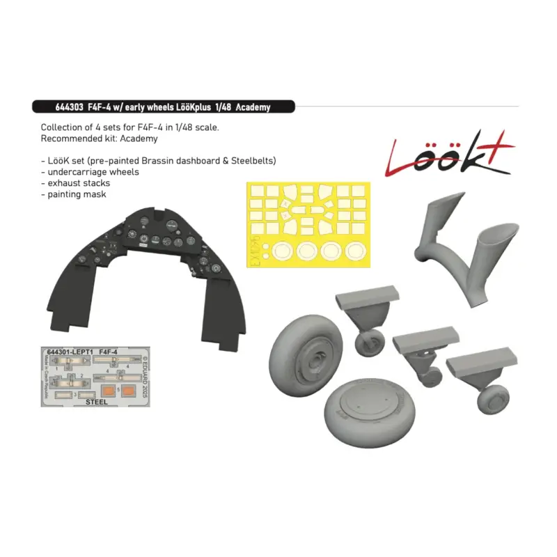 Grumman F4F-4 w/ early wheels LööKplus 1/48 (designed to be used with Academy kits) Speciale Aanbieding