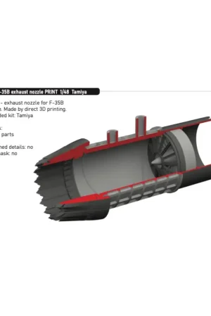 Lockheed-Martin F-35B exhaust nozzle PRINT 1/48 (designed to be used with Tamiya kits) Gereduceerde Prijs