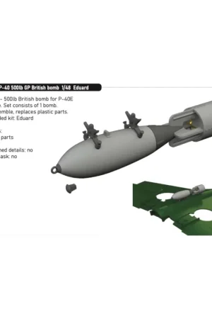 Rechtstreeks Van De Fabrikant Curtiss P-40E Warhawk 500lb GP British bomb PRINT (designed to be used with Eduard kits)
