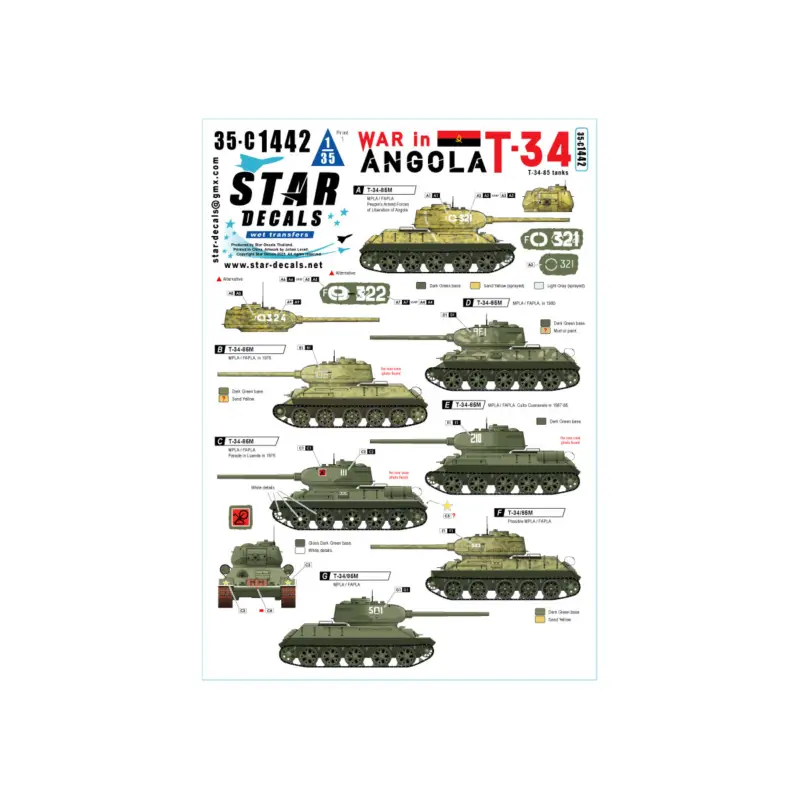 War in Angola 1.T-34-85 tanks.MPLA/FAPLA in 1970-80s. Merkproduct