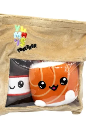 Uitverkoop YUMMIES - Uramaki & Soya - 2 Plush 15cm in plush bag 21x21cm
