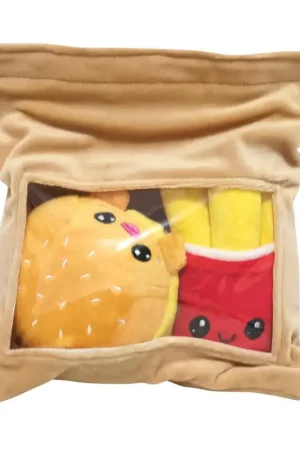 Laatste Kans YUMMIES - Burger & Fries - 2 Plush 15cm in plush bag 21x21cm
