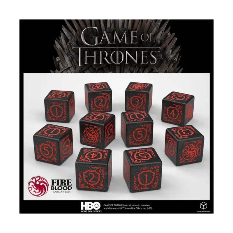 Hoge Kwaliteit Game of Thrones Targaryen dice pack 10xD6 (10)