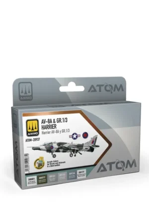 AMMO of MIG: AV-8A & GR.1/3 HARRIER - ATOM acrylic colors set for brush and airbrush in 20 ml bottles – 6 colors Lage Kosten