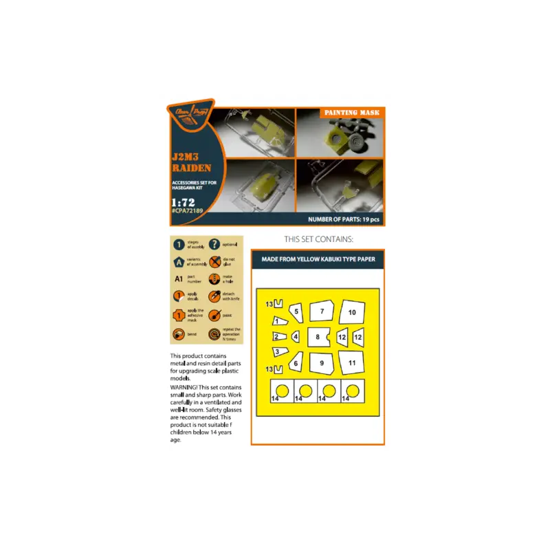 Alleen Vandaag J2M3 Raiden painting mask on 'yellow kabuki paper' for Hasegawa kits