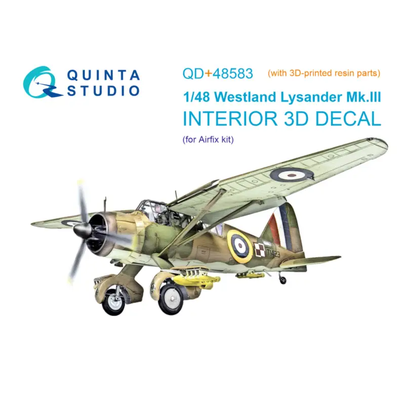 Westland Lysander Mk.III 3D-Printed & colored Interior on decal paper (Airfix) (with 3D-printed resin parts) Direct Beschikbaar