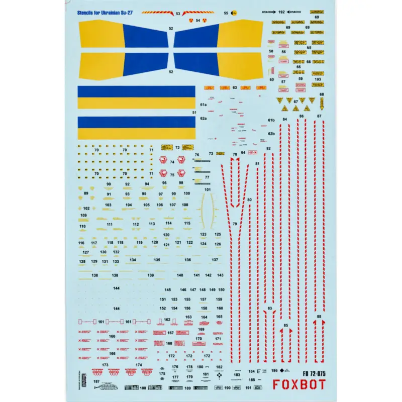 Gecertificeerd Decal Stencils for Sukhoi Su-27S/P & Su-27UB/UBM-1 Ukrainian Air Forces (designed to be used with Airfix, Hasegawa, Heller, ICM,