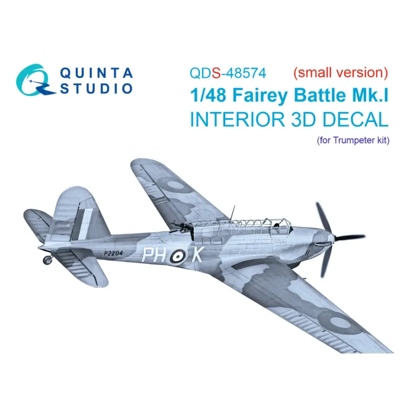 Direct Verzonden Fairey Battle Mk.I 3D-Printed & colored Interior on decal paper (Trumpeter) (small version)