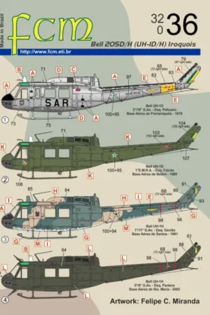 Tijdelijk Beschikbaar Decal Bell UH-1D/H (Brasil - seven versions)