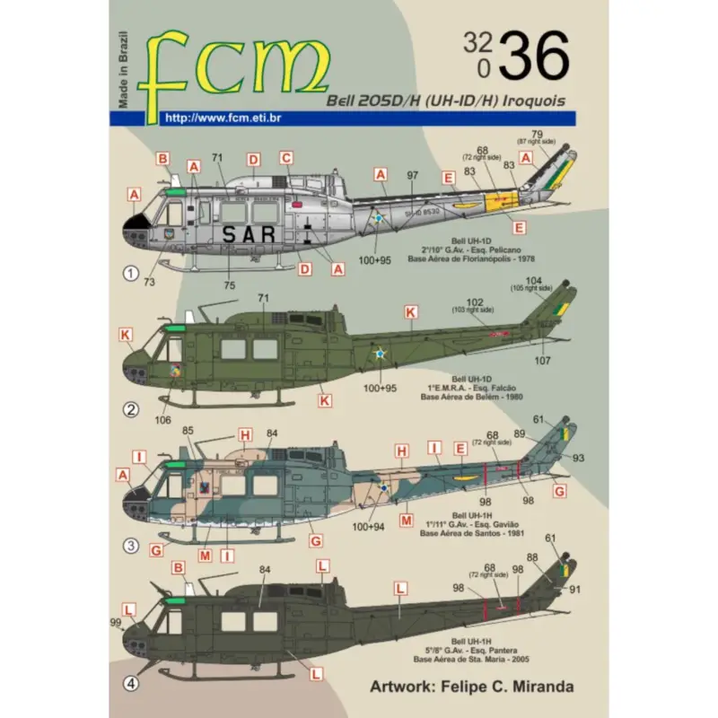 Tijdelijk Beschikbaar Decal Bell UH-1D/H (Brasil - seven versions)