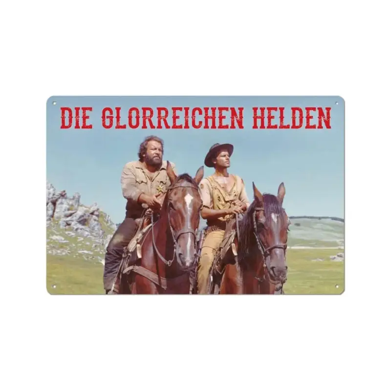 Gereduceerde Prijs Bud Spencer & Terence Hill - Die glorreichen Helden metal sign 20 x 30 cm