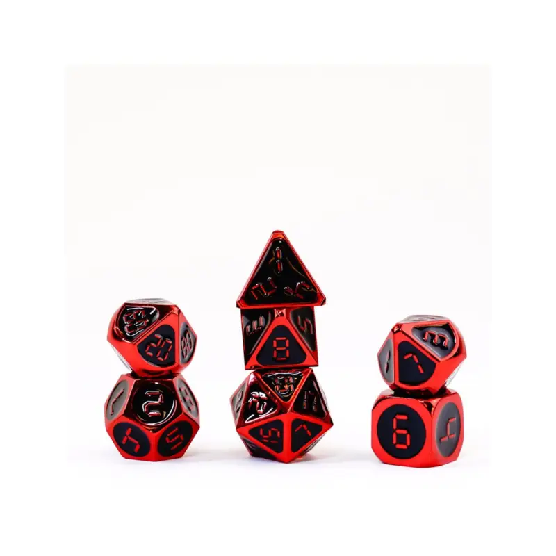 FanRoll - Red with Black Enamel dice pack (7) Dagaanbieding