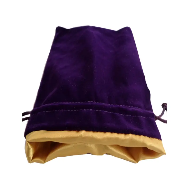 Meest Verkocht FanRoll - Velvet Purple with Golden Satin Large Dice Bag