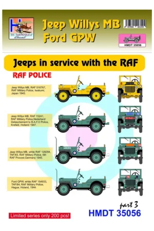 Willys Jeep MB/US Ford GPW RAF Jeeps, Pt.3 (RAF Police) Beperkt Aanbod