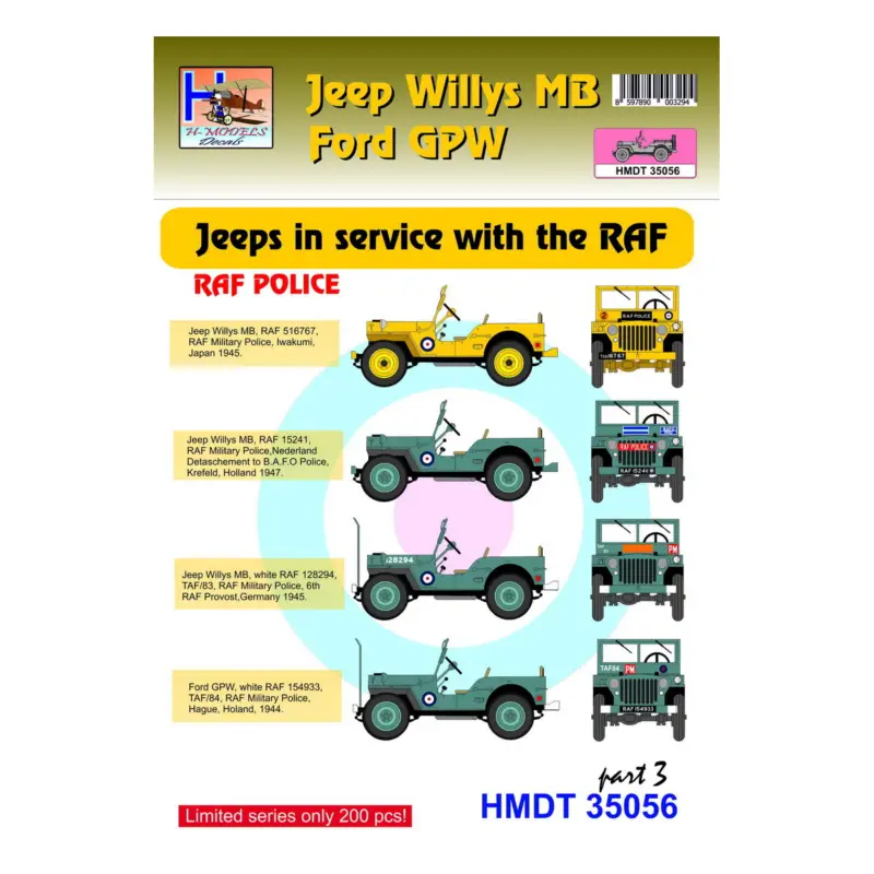 Willys Jeep MB/US Ford GPW RAF Jeeps, Pt.3 (RAF Police) Beperkt Aanbod