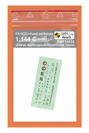 Boeing F-18C/D in Kuwait & Malaysian AF designed to be used with 1/144 Revell and Dragon kitsDecals for the following aircraft a Gereduceerde Prijs