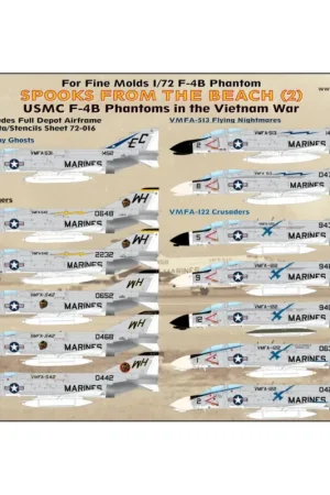 Finale Uitverkoop Decal SPOOKS FROM THE BEACH (2)USMC McDonnell F-4B Phantoms in the Vietnam WarFor Fine Molds 1/72 F-4B PhantomsVMFA-122 Crusader