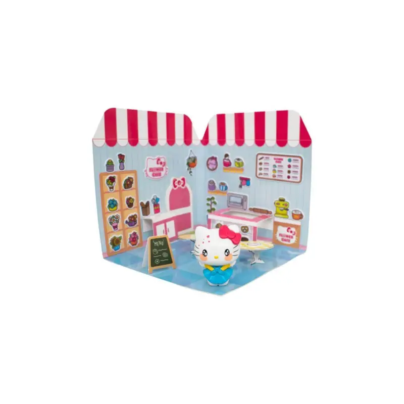 HELLO KITTY - Hello Kitty 6cm Sticker House Flower Café Figuurtje Dagaanbieding