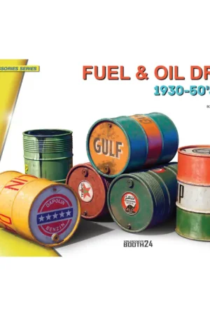 Fuel & Oil Drums 1930-50's Set 2 Rechtstreeks Van De Fabrikant