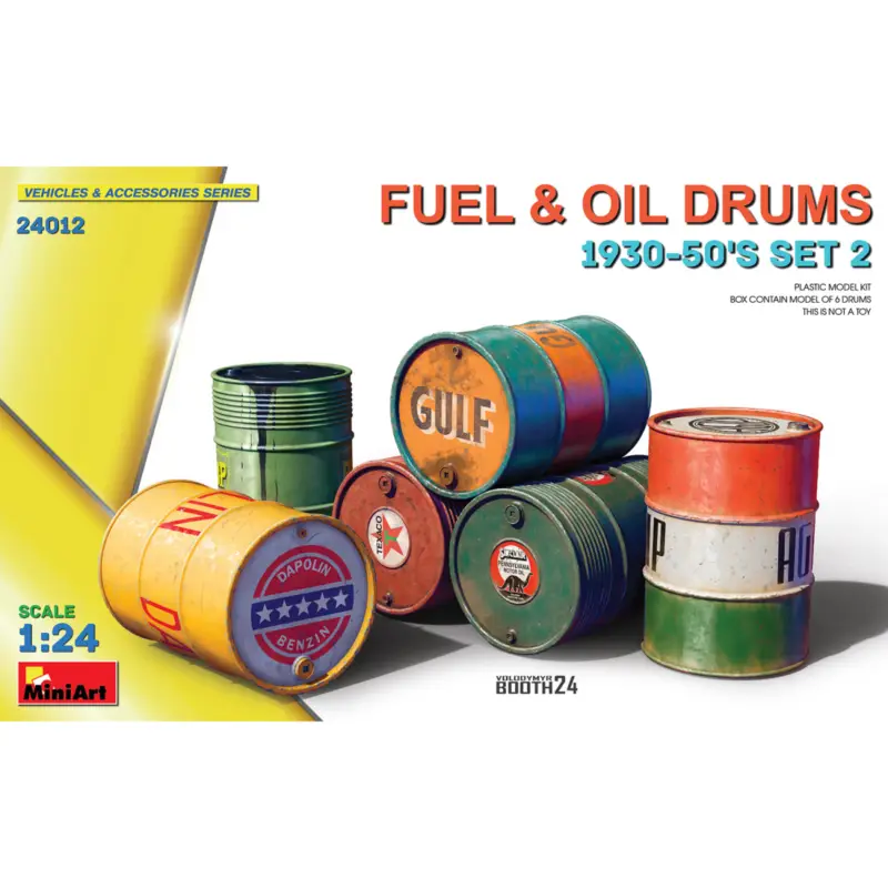 Fuel & Oil Drums 1930-50's Set 2 Rechtstreeks Van De Fabrikant
