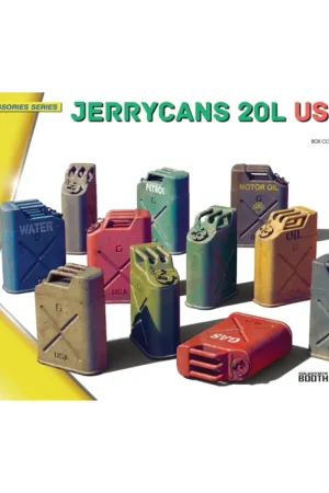 Koop Vandaag JERRYCANS 20L US TYPE1:24 scale plastic model kit features 12 Jerrycans used by the US during World War II. The set includes dif