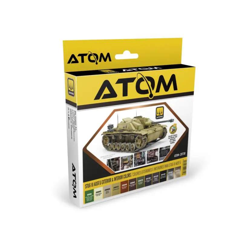 AMMO of MIG: ATOM STUG III Ausf.G Exterior & Interior Colors Set(12 colors per set) Acrylverf Exclusieve Aanbieding