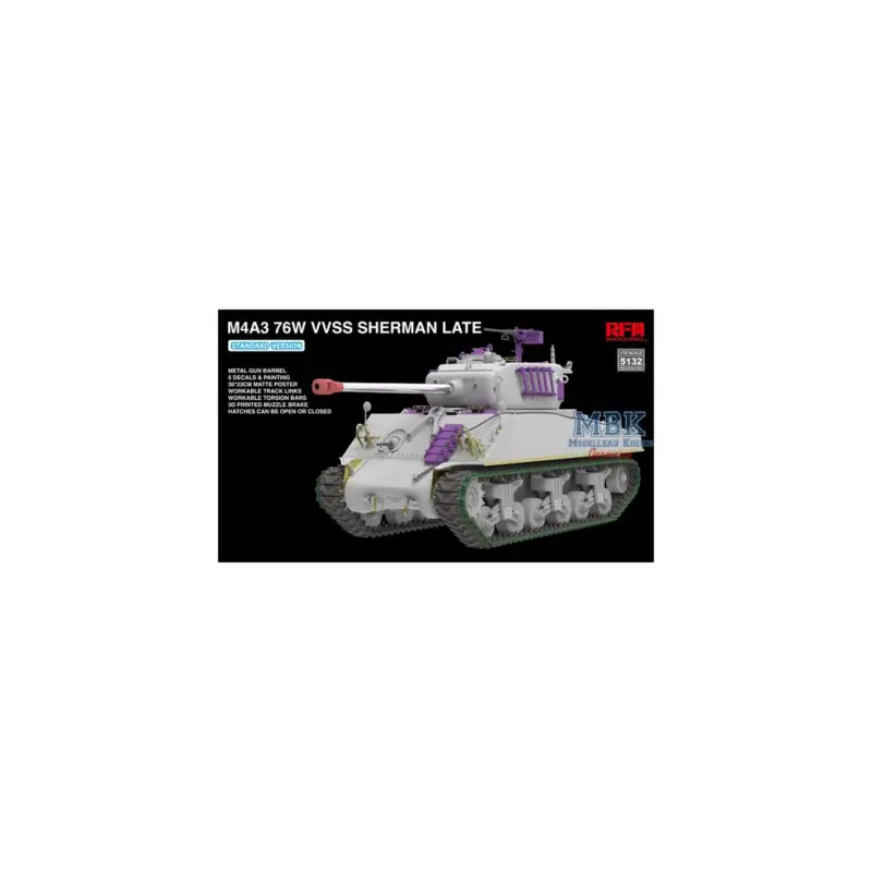 Gratis Retour M4A3 76W VVSS Sherman late STANDARD VERSION Schaalmodel