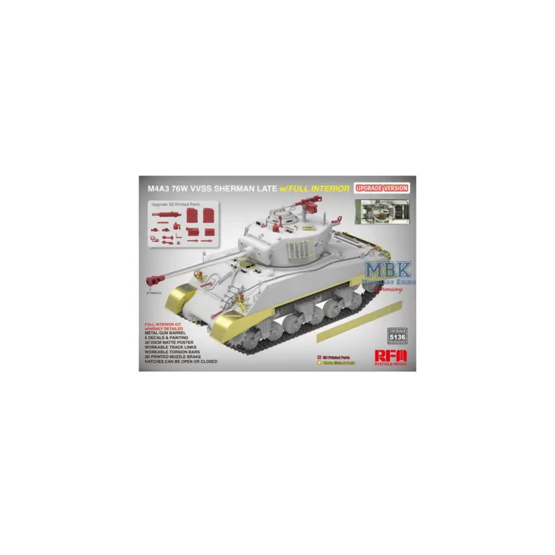 Laatste Kans M4A3 76W VVSS Sherman late UPGRADE full interior Schaalmodel