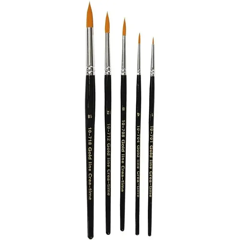 Gold Line penselen, 1-18 , b: 2-7 mm, rond, 5div Pincetten Betaalbaar