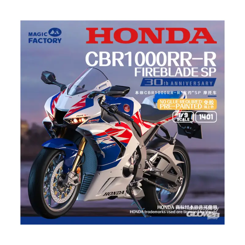 Lage Prijs 1/9 Honda CBR1000RR-R Fireblade SP 30th anniversary (pre-colored and snap-fit) Schaalmodel