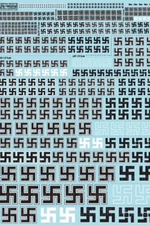 Express Levering Sticker Luftwaffe/German Swastikas for Messerschmitt Bf 109, Focke-Wulf Fw 190, Junkers Ju 87 and Messerschmitt Me 262 in 1:144,