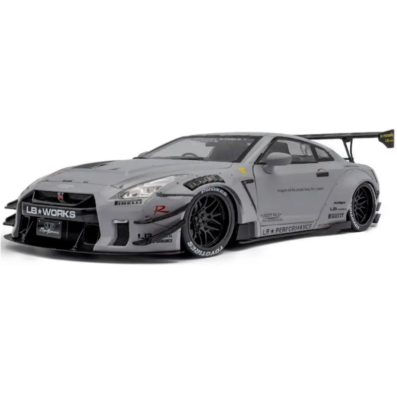 Bestel Nu Nissan gt-r (r35) w/ liberty walk body kit type 2.0 grey 2024 1/18 Miniatuur
