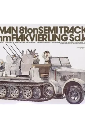 Alleen Vandaag Sd.Kfz.7/1 8t Semi-Track with 20mm Flak Vierling anti aircraft gun mounted on it Schaalmodel