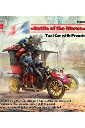 Tijdelijk Beschikbaar "Slag om de Marne" (1914) Taxi met Franse infanterie Schaalmodel