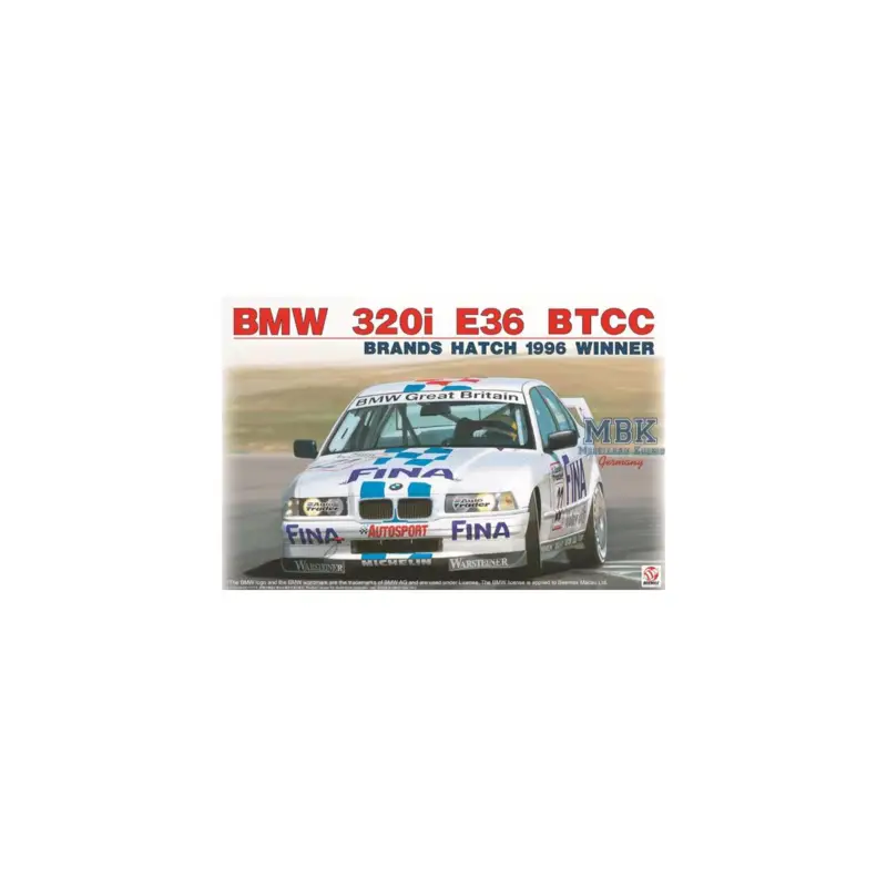 Snelle Levering BMW 320i E36 BTCC Brands Hatch 1996 winner 1:24 Schaalmodel